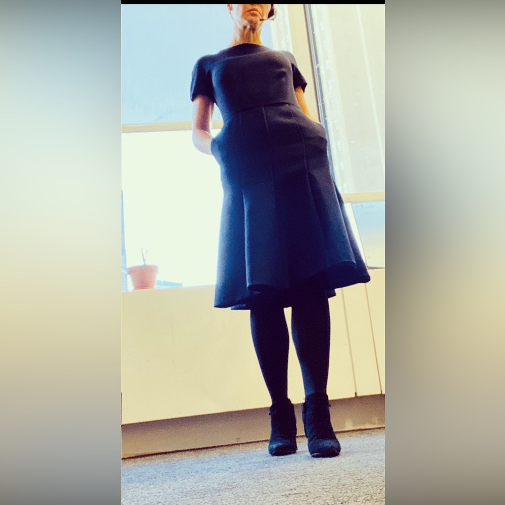 Reiss Blue Knee-Length Fit and Flare dress with pockets